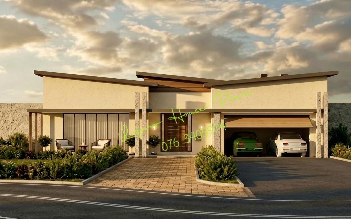 2 Bedroom House with Double Garage — Butterfly 3d design