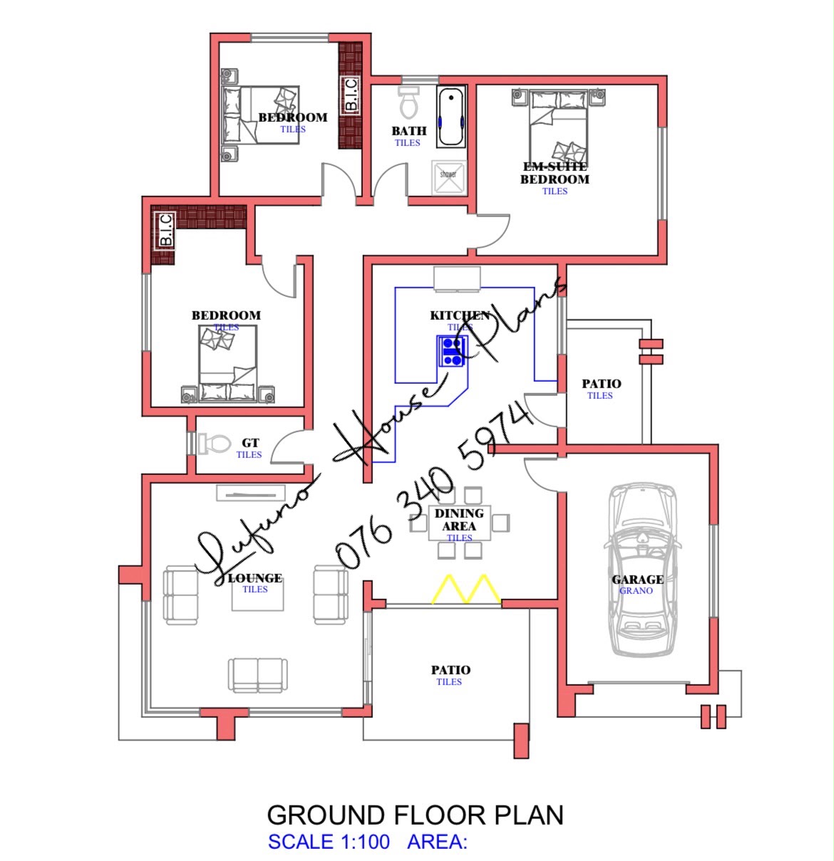 3 Bedroom House with Single Garage (Bryanston) floor plan