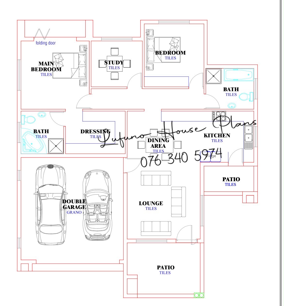 2 Bedroom House with Single Garage (Botlokwa) floor plan