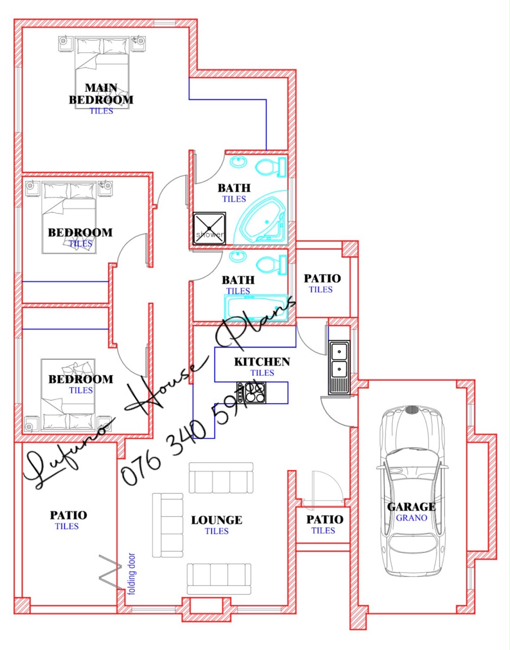 3 Bedroom House with Single Garage (Malamulele) floor plan