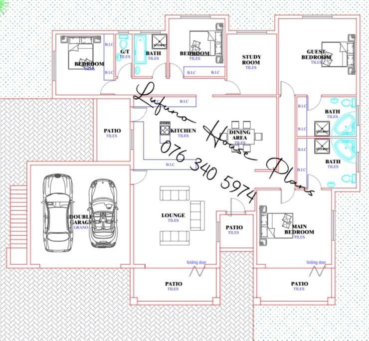 4 Bedroom House with Double Garage — Skillion Roof floor plan